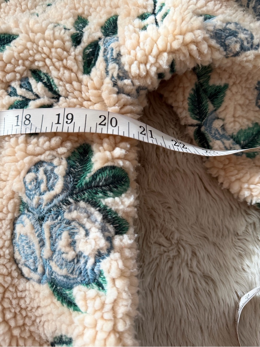 Cream Floral Teddy Jacket with Blue Rose Print - Picture 4 of 5